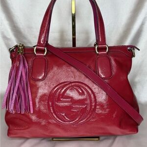 MT317 - Authentic GUCCI Soho Patent Leather Shoulder/Crossbody Bag